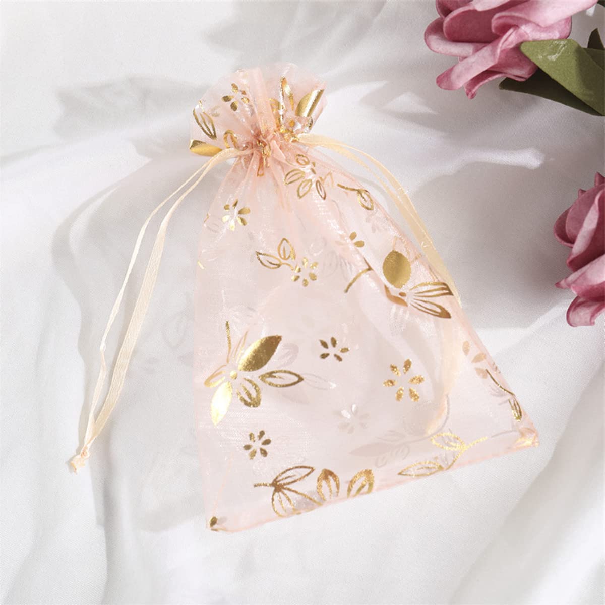 FAVORTALK Organza Bags with Drawstring Organza Gift Bags Favour Bags Jewellery Pouches for Wedding Birthday 10x15cm/ 3.9 x 5.9 inches 30Pcs Ivory