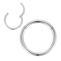 14g Hoop Nose Rings for Men and Women 11mm 14 Gauge Nose Ring Hoop Silver Septum Clicker Hinged Ring 316L Surgical Steel Body Piercing Earrings for Cartilage Helix Ear Lobe Daith Rook Conch Tragus