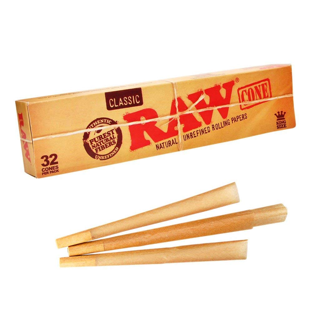 RAW 18615 Classic Pre-Rolled Cone King Size-32 Pieces-109 mm-Basic32, Paper