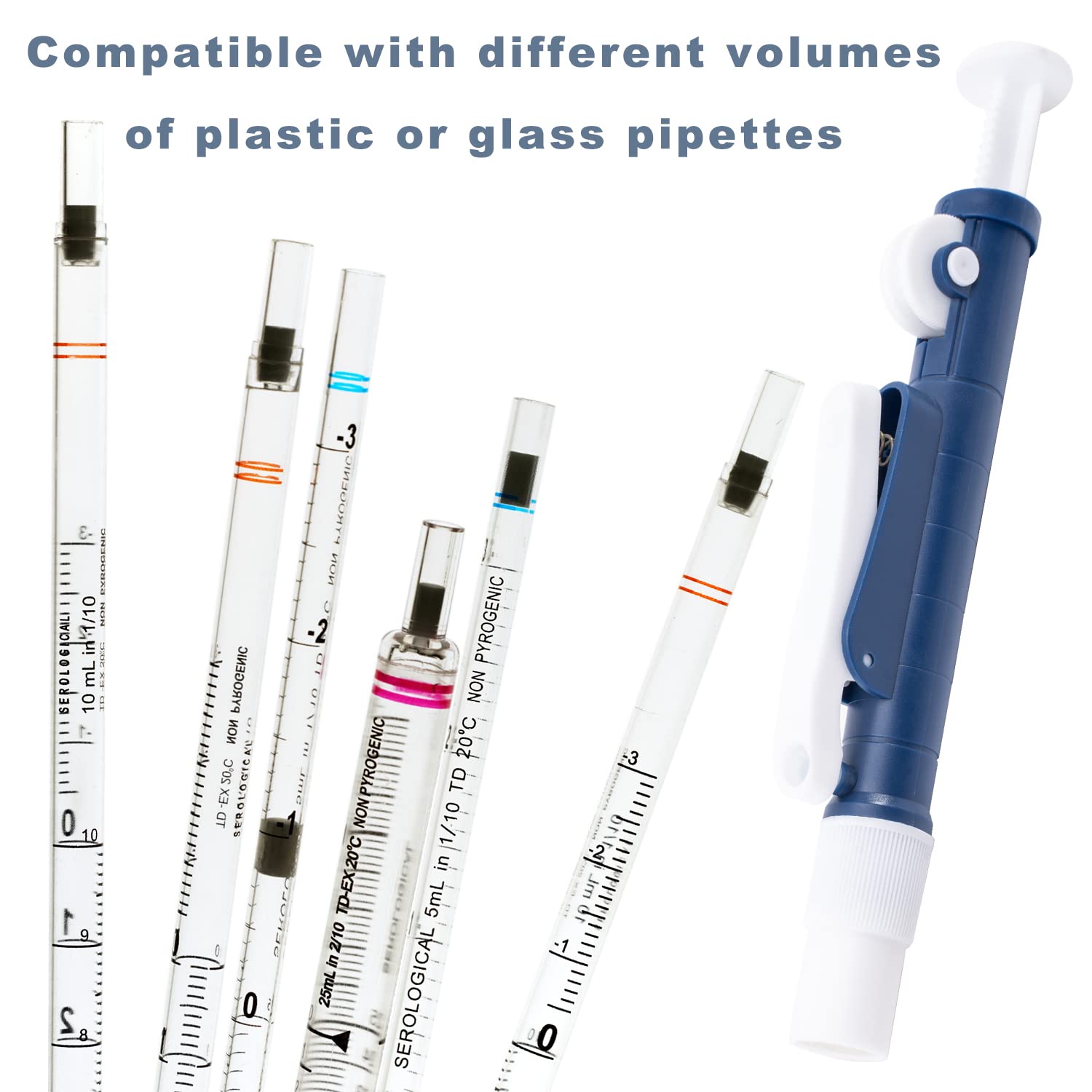 ONiLAB Pipette Pumps,Scientific Pipette Pump 2ml, Blue, for Disposable Plastic and Glass Pipettes…