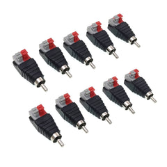 JZK 10 Pcs RCA to Speaker Wire Adapter, Subwoofer Speaker Phono RCA Male to AV 2 Screw Terminal Female, Video Audio Spring Press Type Balun for CCTV