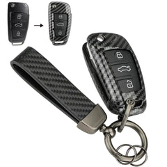 Carbon Fiber Audi Car Key Shell Cover For Audi A3 A4 A6 A8 TT Q6 Q7 S1 S3 Quattro Audi tt Key Holder with Key Chain