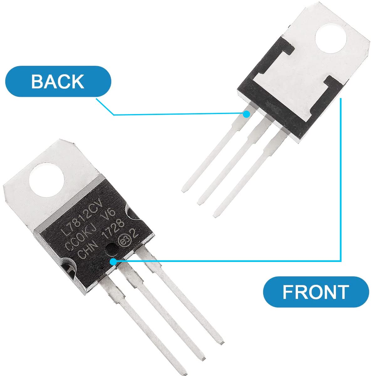 Youmile 20 pcs L7812CV L7812 Voltage Regulator Transistor Output 12V 1.5A IC Linear Positive Voltage Regulators TO-220 with Heatsink screw washer Rubber Silicone screwdriver