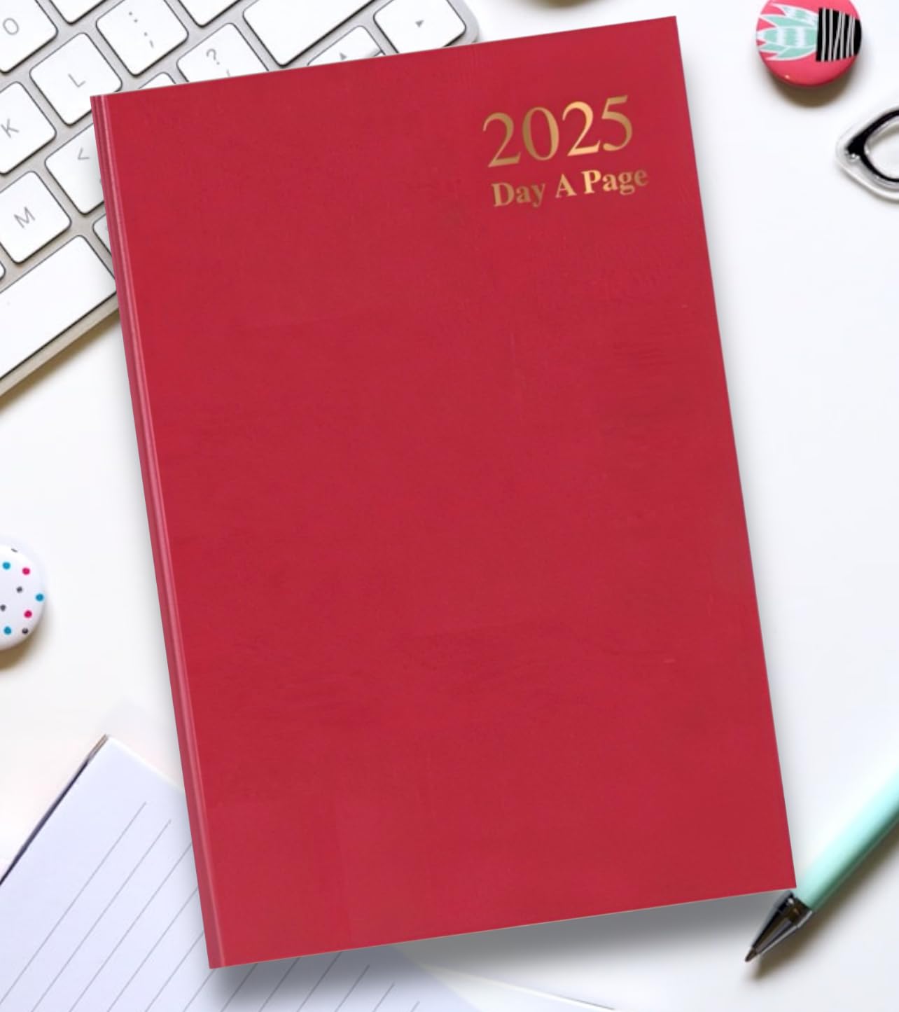 2025 Diary A4   A5   A6 Diary week to view page a day   desk diary   hard backed for home and office use (Red, A4 day a page)