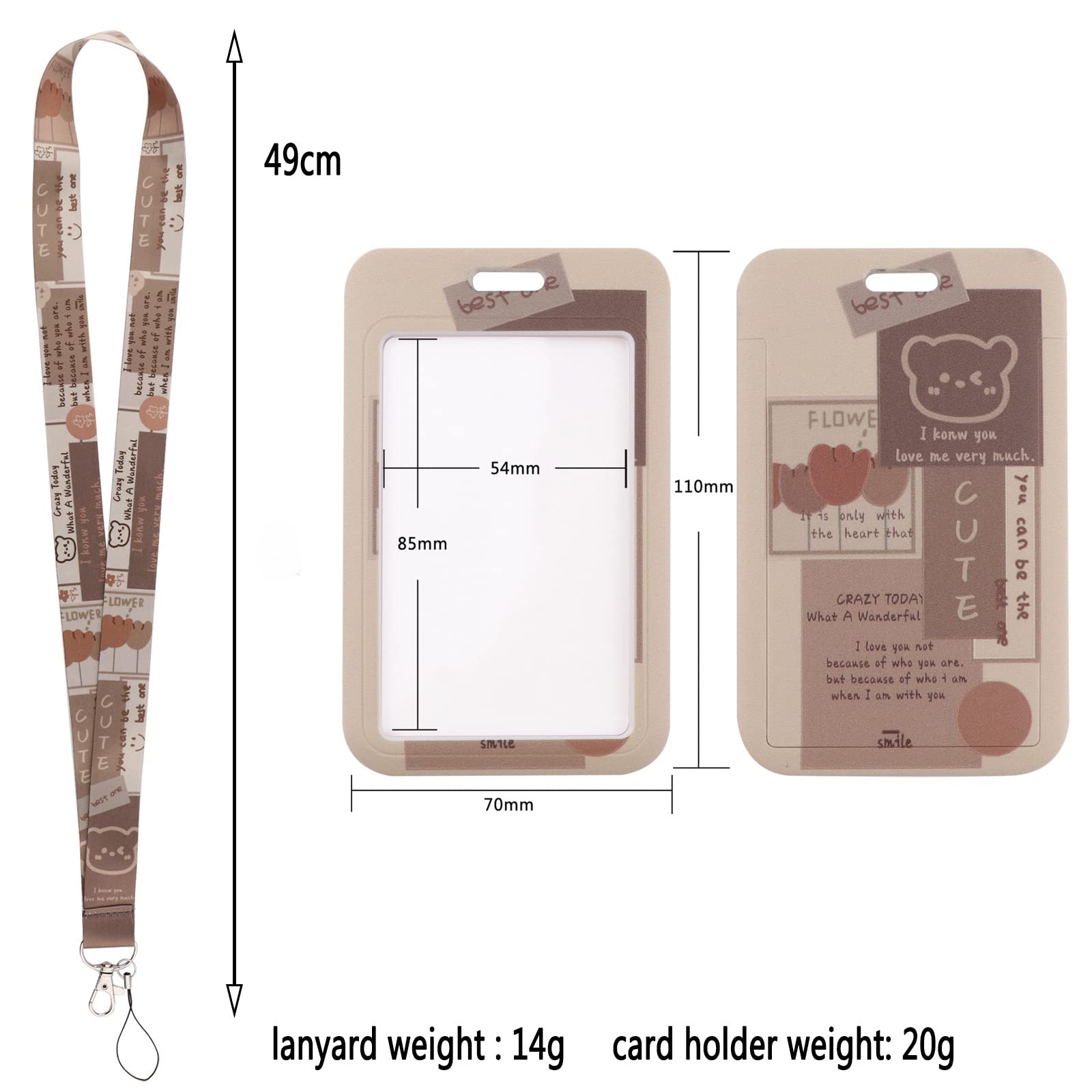 Juanooo Cute Preppy Cat Lanyard with ID Card Holder Kawaii Aesthetic Key Lanyard for Women Girls