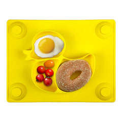 Baby Plates - SILIVO Upgraded Silicone Non-Slip Baby Placemat with Suction Cups for Infants,Toddlers and Kids (Lemon yellow)