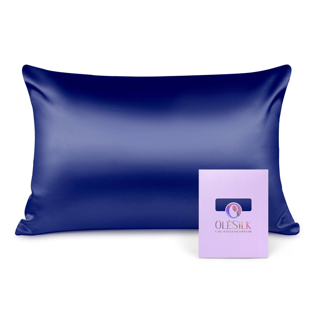 OLESILK 100% Silk Pillowcase for Hair and Skin, Both Sides 16 Momme Real Natural Mulberry Silk, with Hidden Zipper and Gift Box, 1pc, Navy, 50x75cm