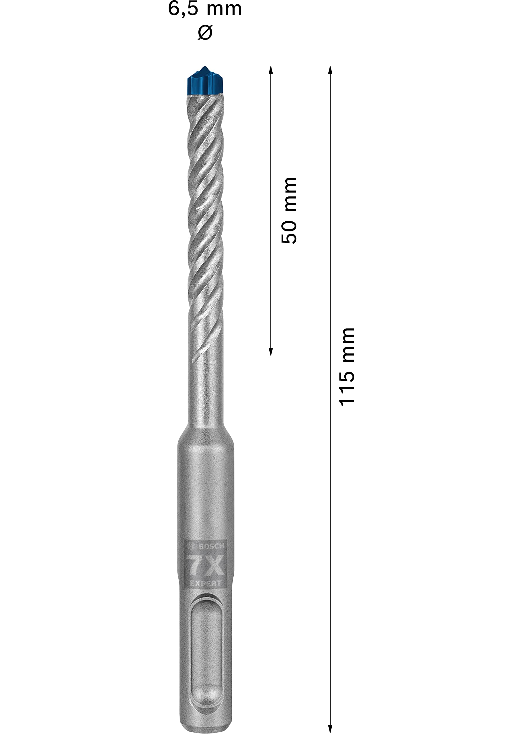 Bosch Professional 1x Expert SDS plus-7X Hammer Drill Bit (for Reinforced concrete, Ø 6.50x115 mm, Accessories Rotary Hammer Drill)