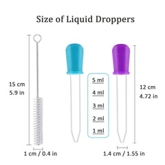 6PCS Liquid Droppers, Plastic Pipette Dropper, 5ml Dropping Pipettes with Clean Brush, Liquid Transfer Dispenser Pipettes for Gummy Candy Mold, Kids, Plant