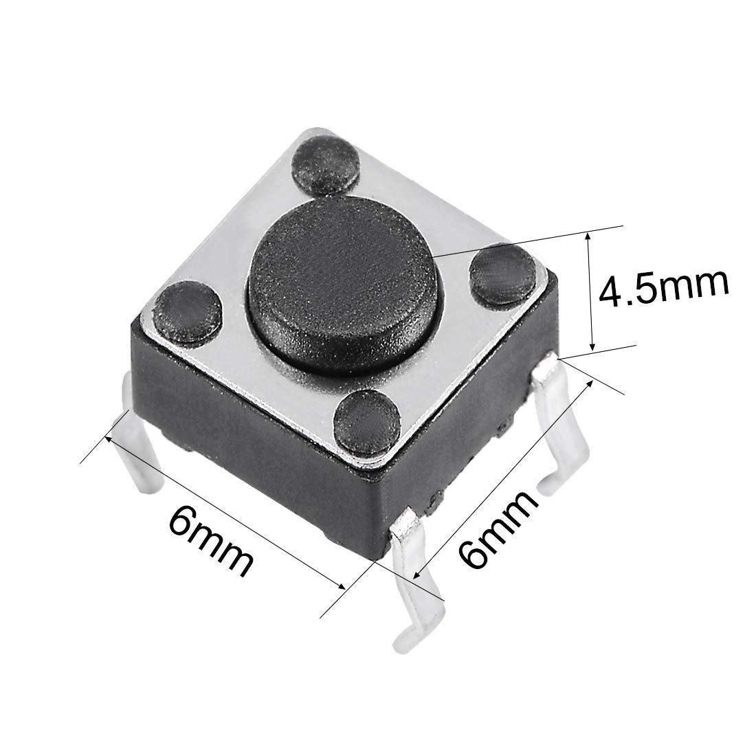 Youmile 100PACK Tact Button Switch 6x6x4.5mm 4Pin DIP Micro Panel PCB Momentary Tactile Tact Push Button Switch