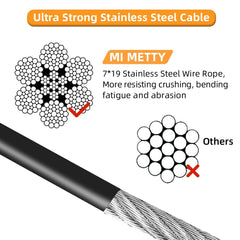 Mi Metty Dog Tie Out Cable 20ft(6M) Dog Leads for Yard Chew Proof, Heavy Duty Dog Tie Out Cable for Large Dogs Up to 253lbs, Durable Dog Runner Tether Line for Outdoor,Yard