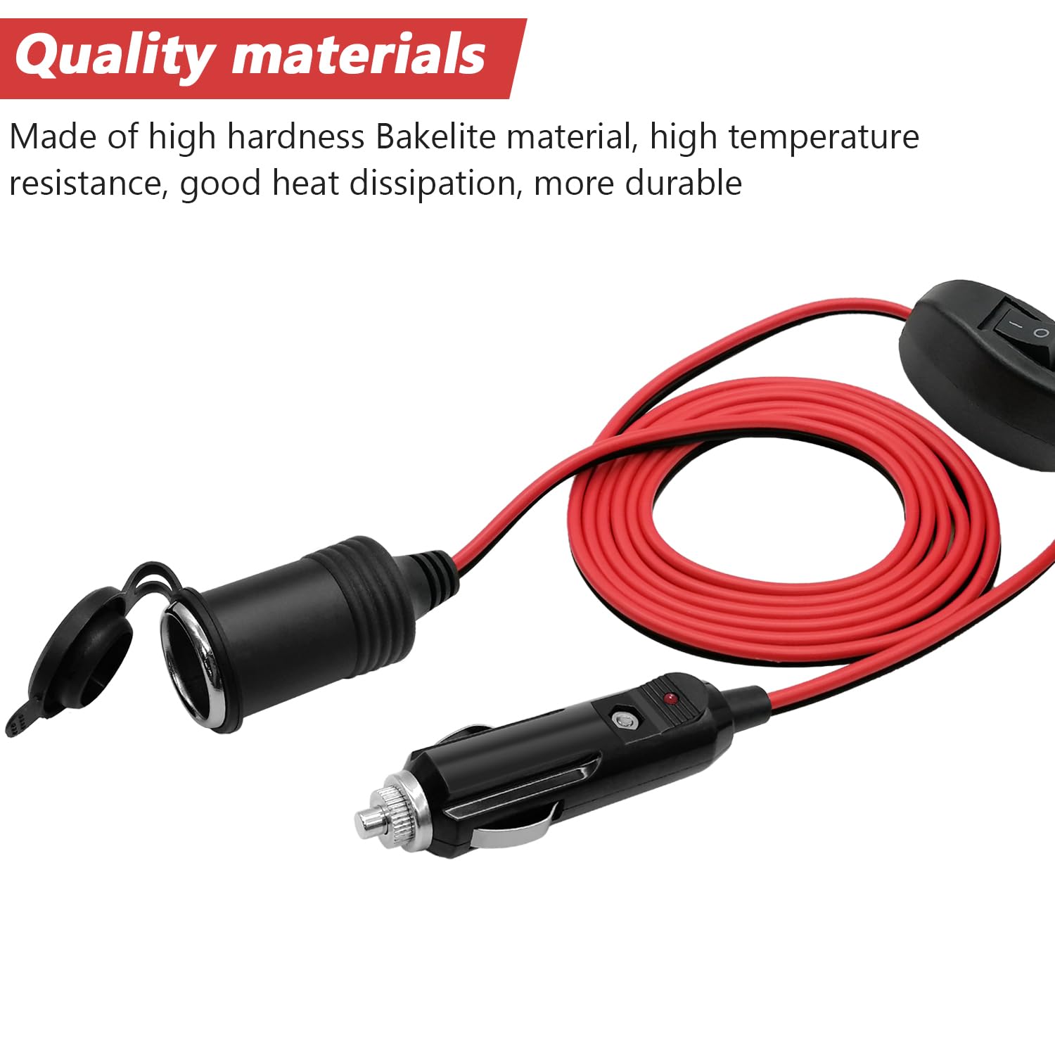 20FT 12V-24V Car Cigarette Lighter Extension Cord Heavy Duty 15A Fuse Extension Cable Plug to Socket for Air Compressor Pump 16AWG Male to Female Socket …