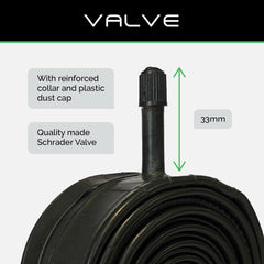 18 inches Baldwins Cycle/Bike Inner Tube 18 inches x 1.75 to 2.125 (Fits any 1.75, 1.85, 1.90, 1.95, 2.0, 2.10, 2.125) Schrader/Car Type Valve