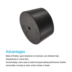 sourcing map Rubber Tapered Plug 42mm to 50mm with Hole Test Tubes Bungs Stopper Black for Lab Home