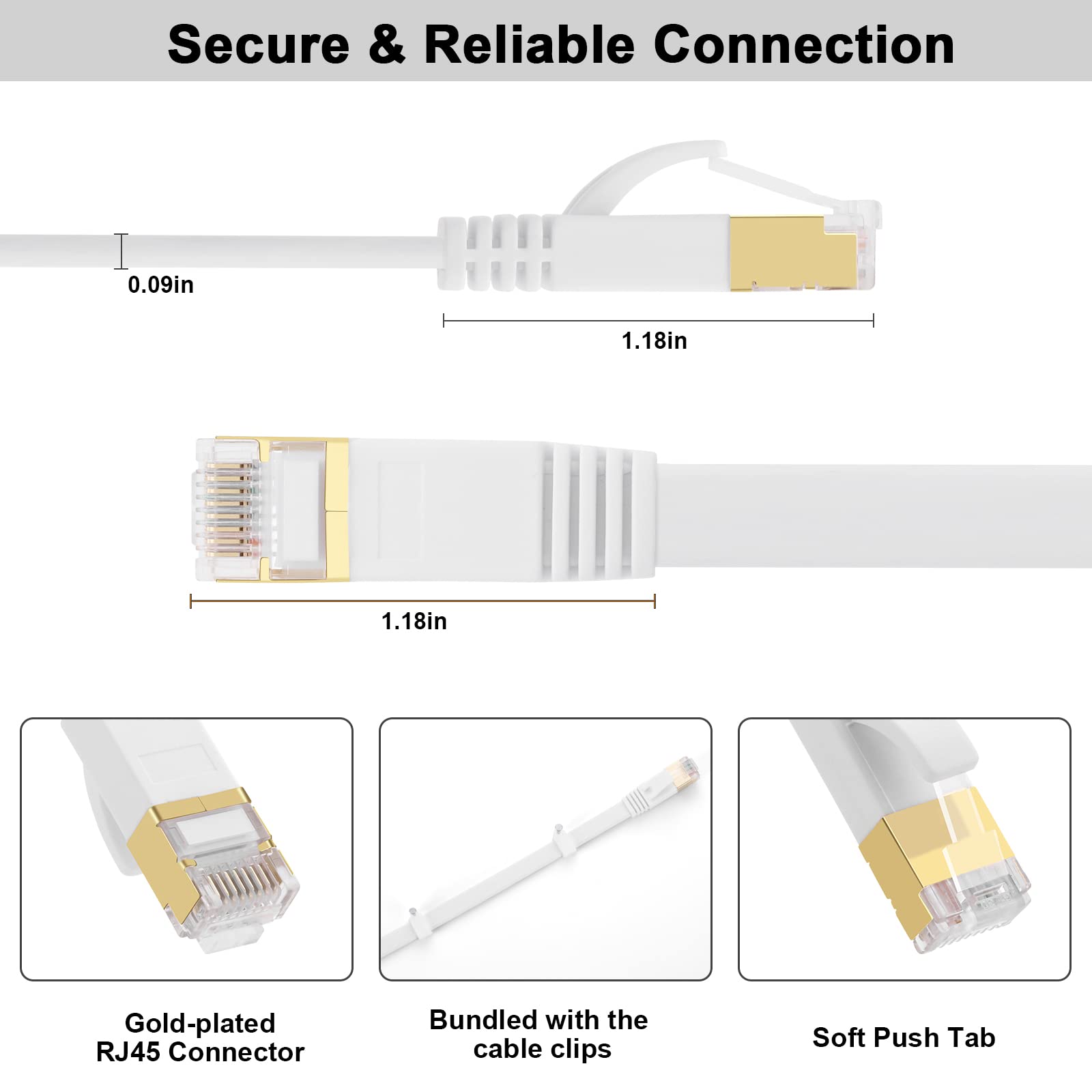 Fumitt Cat 8 Ethernet Cable 5m,High Speed Flat Gigabit RJ45 Lan Internet Network Cable 40Gbps 2000Mhz for Switch,Router,Modem,Xbox,PS4,TV box