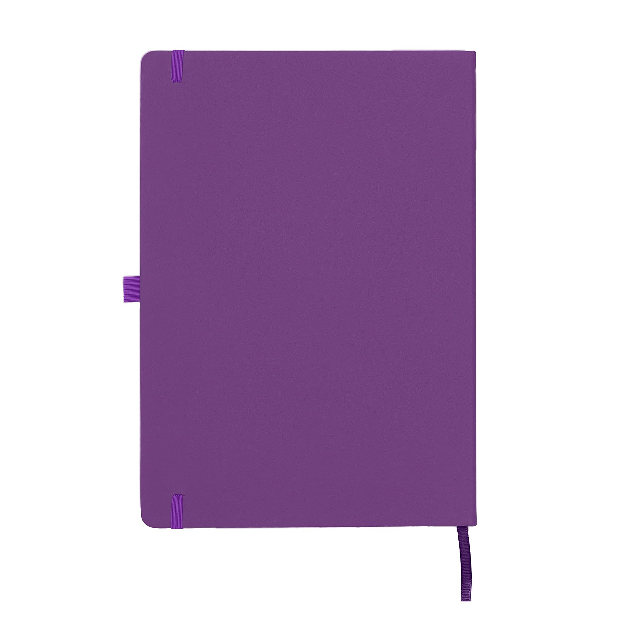 Savvy Bee Premium A4 Notebook New Lined Hardback Journal with Pen Loop,196 Page, Elastic Closure and Ribbon Marker Notepad Note Book Notes Pad (Purple)