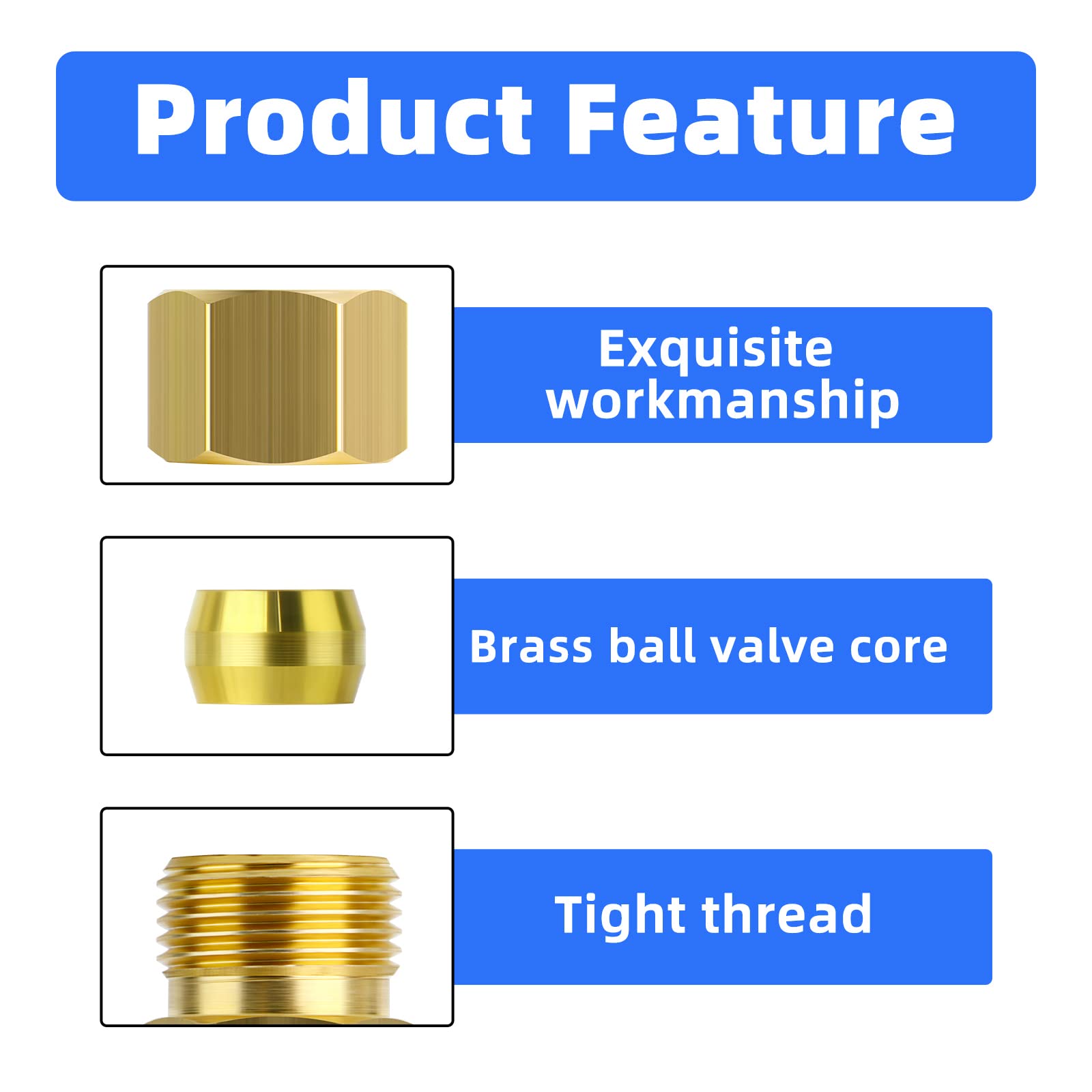 ERGAOBOY 5 Pcs 6mm OD x 6mm OD Brass Compression Tube Union Connector, Heay Duty Brass Compression Fitting