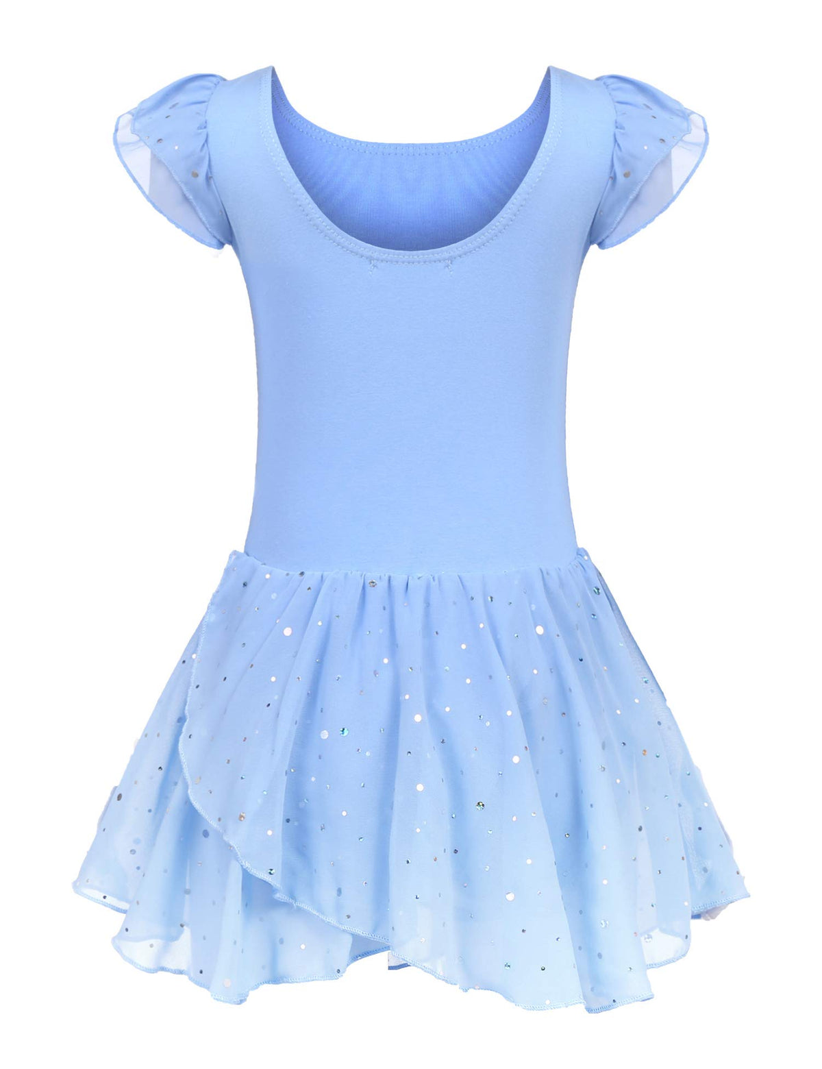 trudge Girls Ballet Dress Ruffle Sleeve Ballet Outfit Ballet Leotard Costume Dancewear with Chiffon Skirt Blue /120