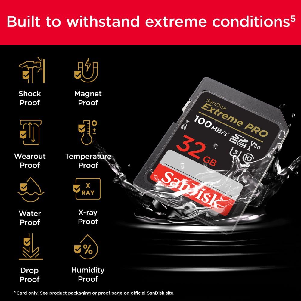 SanDisk 32GB Extreme PRO RescuePRO Deluxe SDHCand card, up to 100MB/s, UHS-I, Class 10, U3, V30