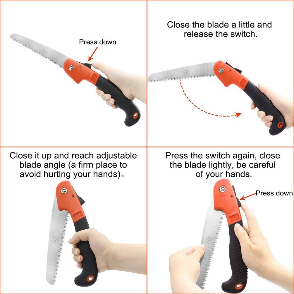 WISDOMLIFE Folding Pruning Saw, Premium Folding Hand Saw with Secure Lock Comfort Soft Grip for Garden or Tree Pruning, Camping, Wood Working, Rugged Durable Trimmer