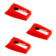 3pcs Record Player Needle, Turntable Replacement Needle Durable Record Player Needle Replacement for Vinyl Record Player (Red)