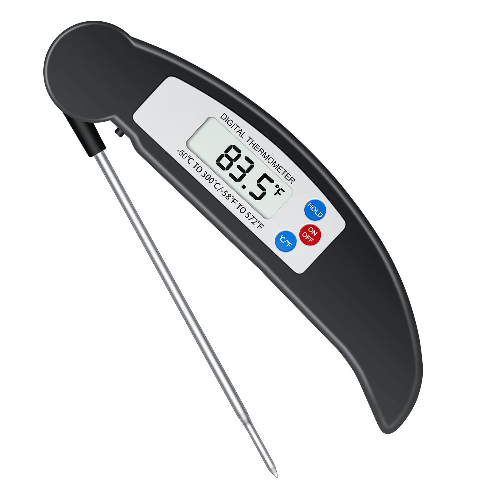 flintronic Food Thermometer, Digital Instant Read Meat High Accuracy Foldable Long Probe Food Cooking Thermometer with °F/°C, Auto On/Off Cooking Thermometer for Kitchen, BBQ, Milk, Water