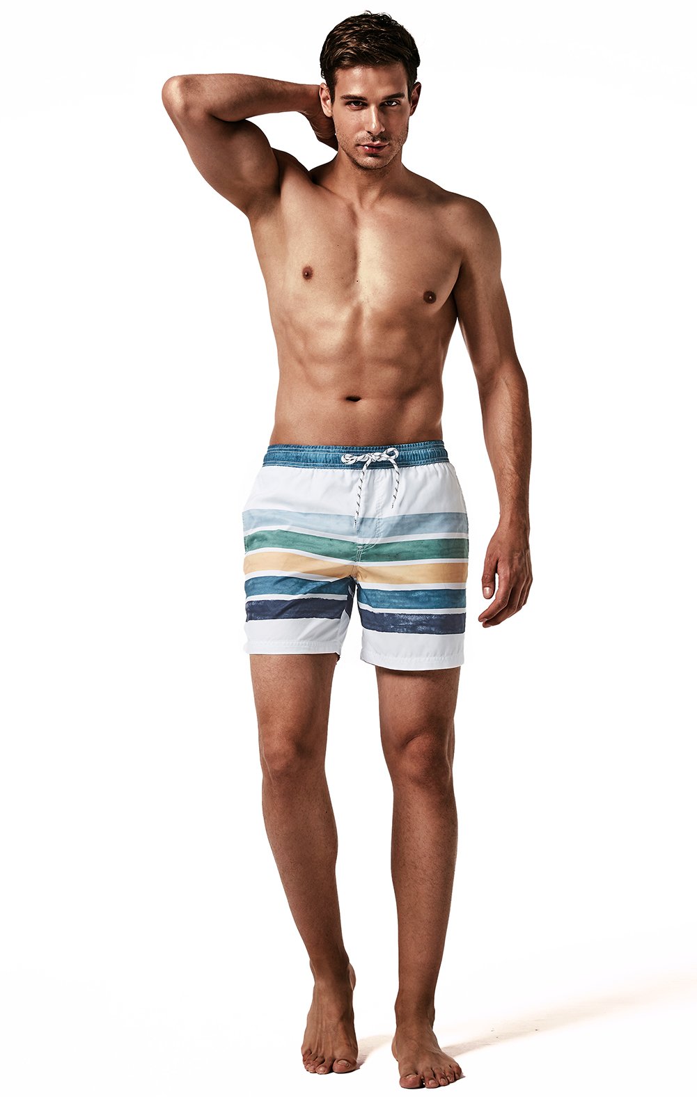 MaaMgic Men's Swim Trunks Quick Dry Casual Short with Pockets Fit Performance Surfing Wear, 3glm-1, Medium ( Waist:31''-33'' )