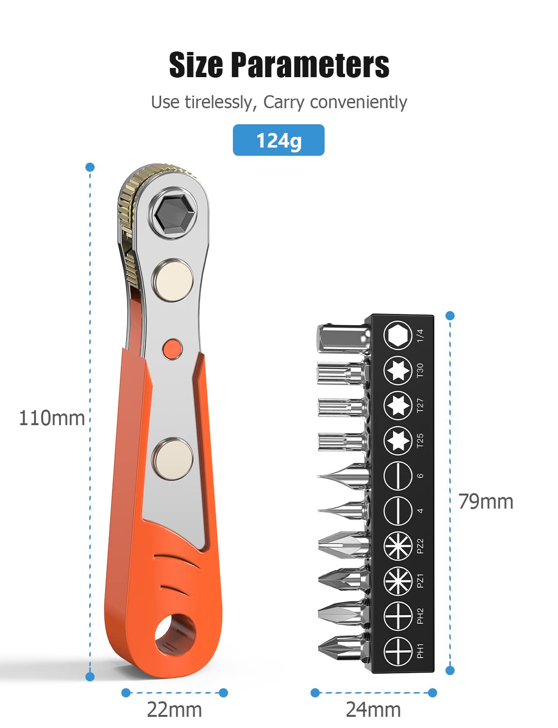 Right Angle Phillips Magnetic Screwdriver, Ancable 1/4” PH2 Mini Ratchet Wrench 1/4 Inch Drive High Torque Offset Reversible Mini Ratcheting Offset Screwdriver with Screwdriver Bits Set