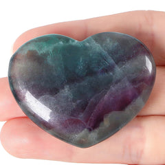 XIANNVXI 45mm 1.8 inches Fluorite Crystal Heart Stone Natural Crystal Gemstone Polished Love Puff Palm Massage Stone Reiki Crystal