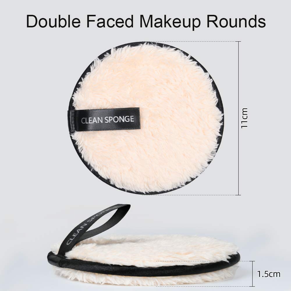 URAQT Makeup Remover Pads, 4 Pack Reusable Make Up Pads Large Double-sided Face Pads, Washable Facial Cleansing Cotton Pads, Microfibre Face Cleansing Cloths for Face & Eyes, Suits All Skin Types