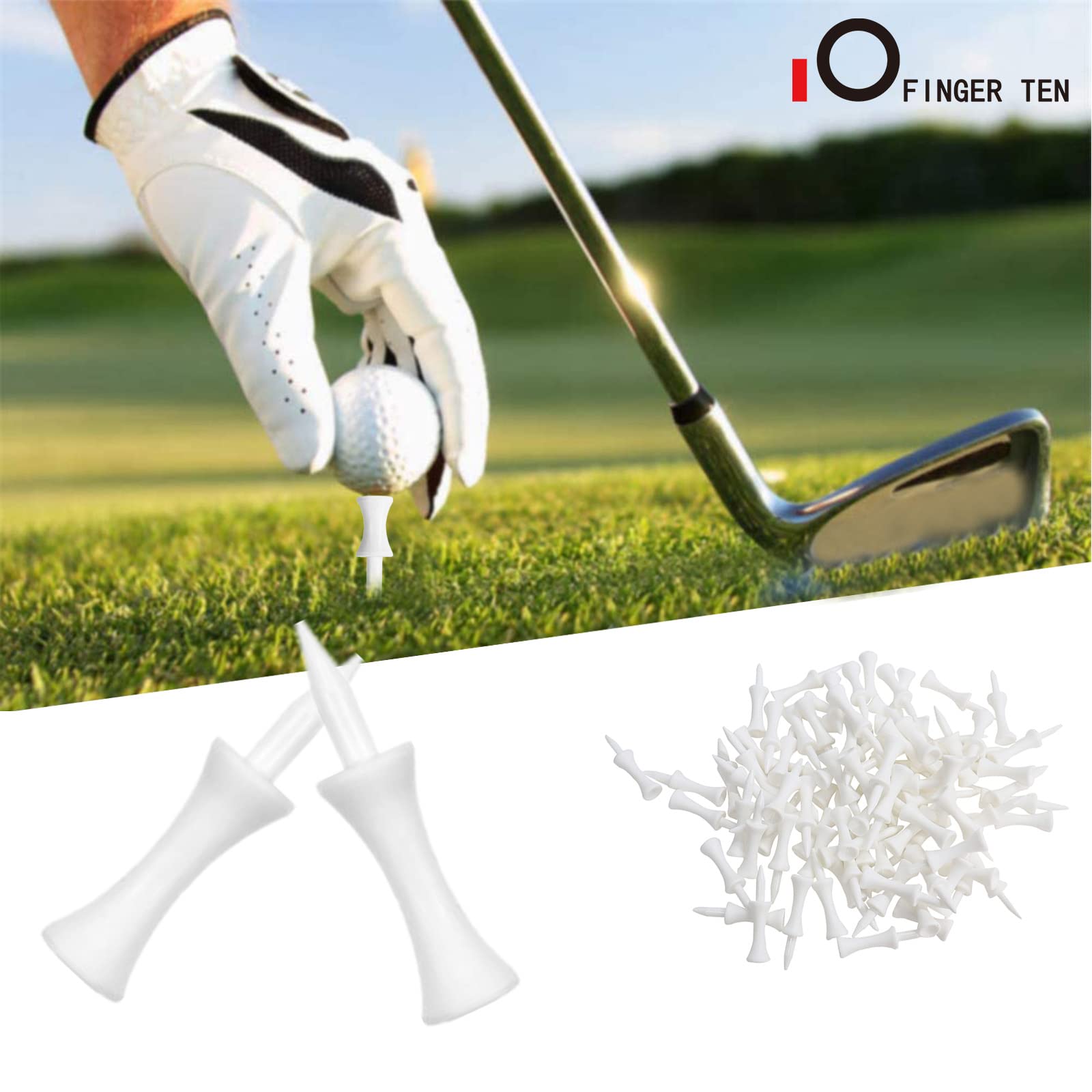 FINGER TEN Golf Tees Plastic Castle White Small Long Step Down Unbreakable Reusable Value 30 Pack, Tee Professional Height Control 2 3/4, 2 1/4, 2,1 3/4,1 1/2, 1 1/4 inch Bulk (30 Pack 2 inches in White)