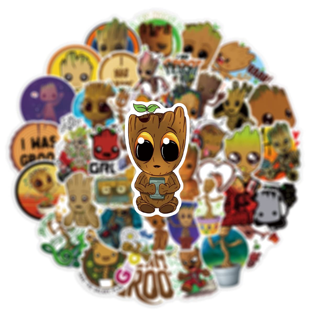 Yangsiw Groot Stickers for Water Bottle Waterproof Vinyl Cute Cartoon Movie Decals for Kids Laptop Tablet Scrapbook Binders Luggage Skateboard 50pcs …