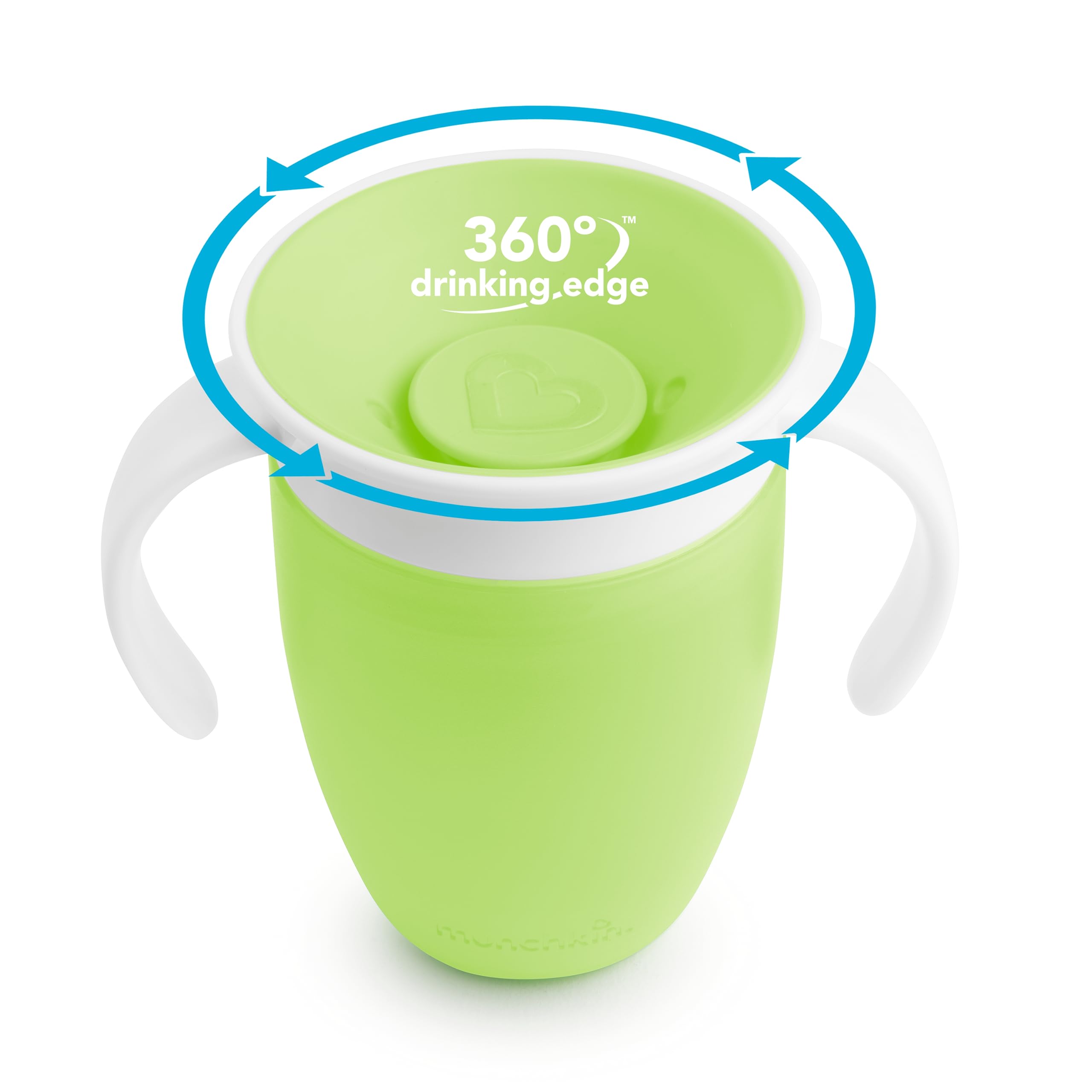 Munchkin Miracle 360 Sippy Cup, Trainer Toddler Cup, BPA Free Baby Cup with Handles, Non Spill Cup, Dishwasher Safe Baby Cup, Leakproof Childrens Cup, Baby Weaning Cup from 6and Months- 7oz/207ml, Green