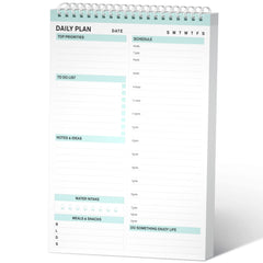 Daily Planner, To Do List Notepad Tear Off, Undated Planner,Spiral Hourly Planner to Do List Notebook, Time Box Planner with PVC Hard Cover, 17.8 x24.5 cm，80 Sheet (Blue)