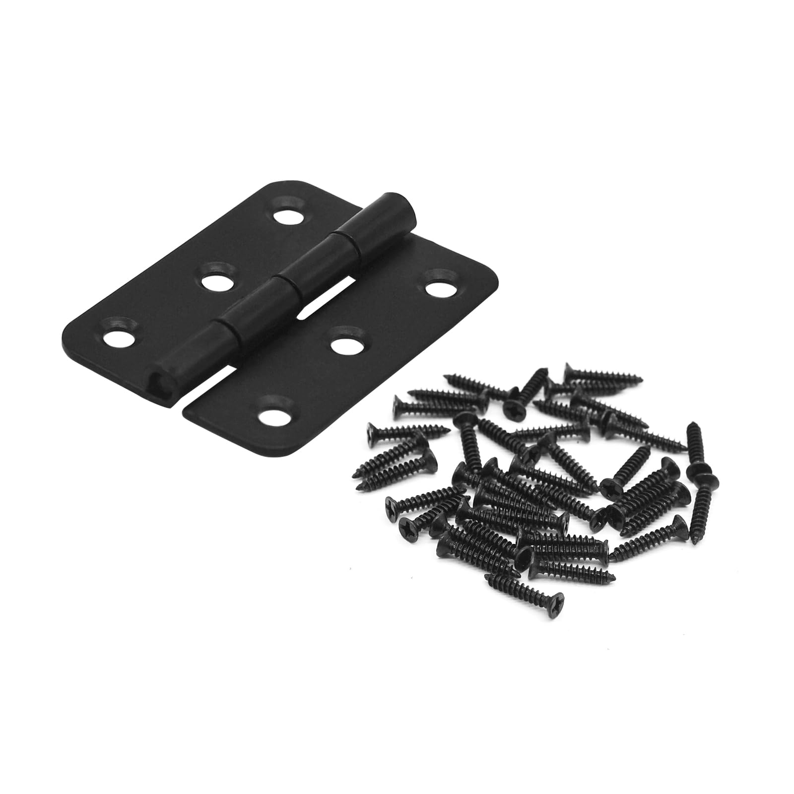 JJWNMLL Hinges 6 pcs - 2 inch Hinges for Wood Black Door Hinges with 38 pcs Hinge Screws for Home Furniture Hardware Cabinet Closet Door Drawer Wood Box