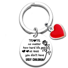 Mum Keyring Mum Gifts From Son Daughter Mother's Day Gifts Birthday Gifts For Mum Key Ring Mum Jewellery Mother Presents Red Love Heart (Mum No Matter How Hard)