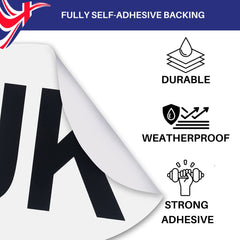 GLOBAL BIGO UK Adhesive Europe Car Sticker, Self-adhesive Oval UK Stickers for Cars, Vans, Trucks, No Melting No Blow off No Scratching, for Driving in EU