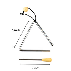 Triangle Hand Percussion with Striker,Rhythm Steel Triangles Music Instrument (5 inch)