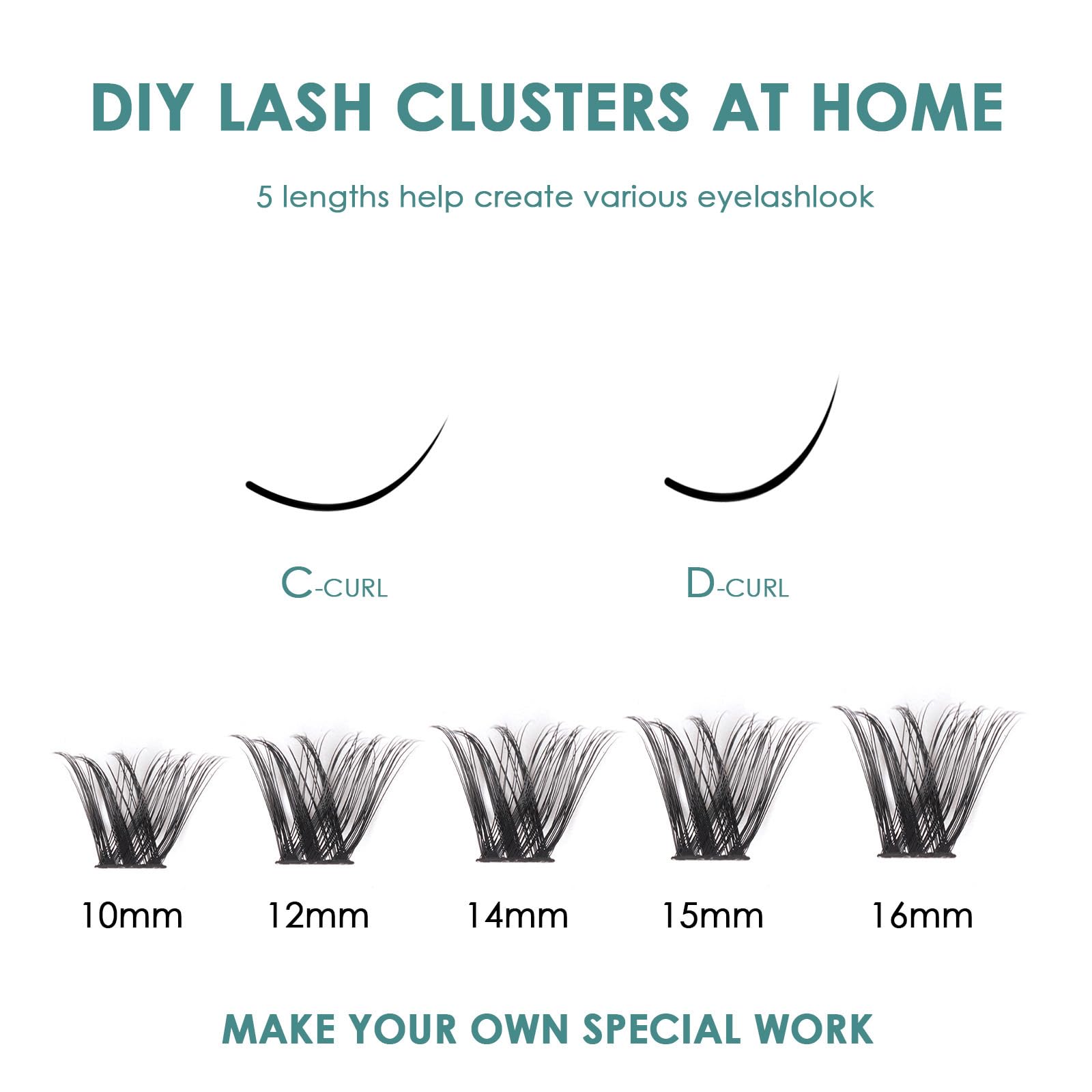 SISILILY Lash Extension Kit-Individual Lashes with Bond and Seal-120 Lash Clusters DIY False Eyelashes Mega Cluster Lashes with Eyelash Glue and Lash Tweezers C D Curl 10/12/14/15/16mm（DM27-mix)