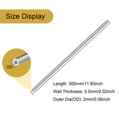 LAVMHAB 304 Stainless Steel Tube 6mm OD X 0.5mm Wall Thickness 300mm Length, Seamless Round Stainless Steel Pipes (4pcs)