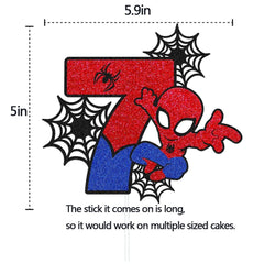 YOOYEH 1 PCS Spider Party Cake Toppers, Cartoon Movie Themed Happy Birthday Party Supplies Decorations for Boys Girls Decorations (1th) (1th) (7th)