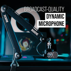 RØDE PodMic Broadcast-quality Dynamic Microphone with Integrated Swing Mount for Podcasting, Streaming, Gaming, and Voice Recording,Black,XLR