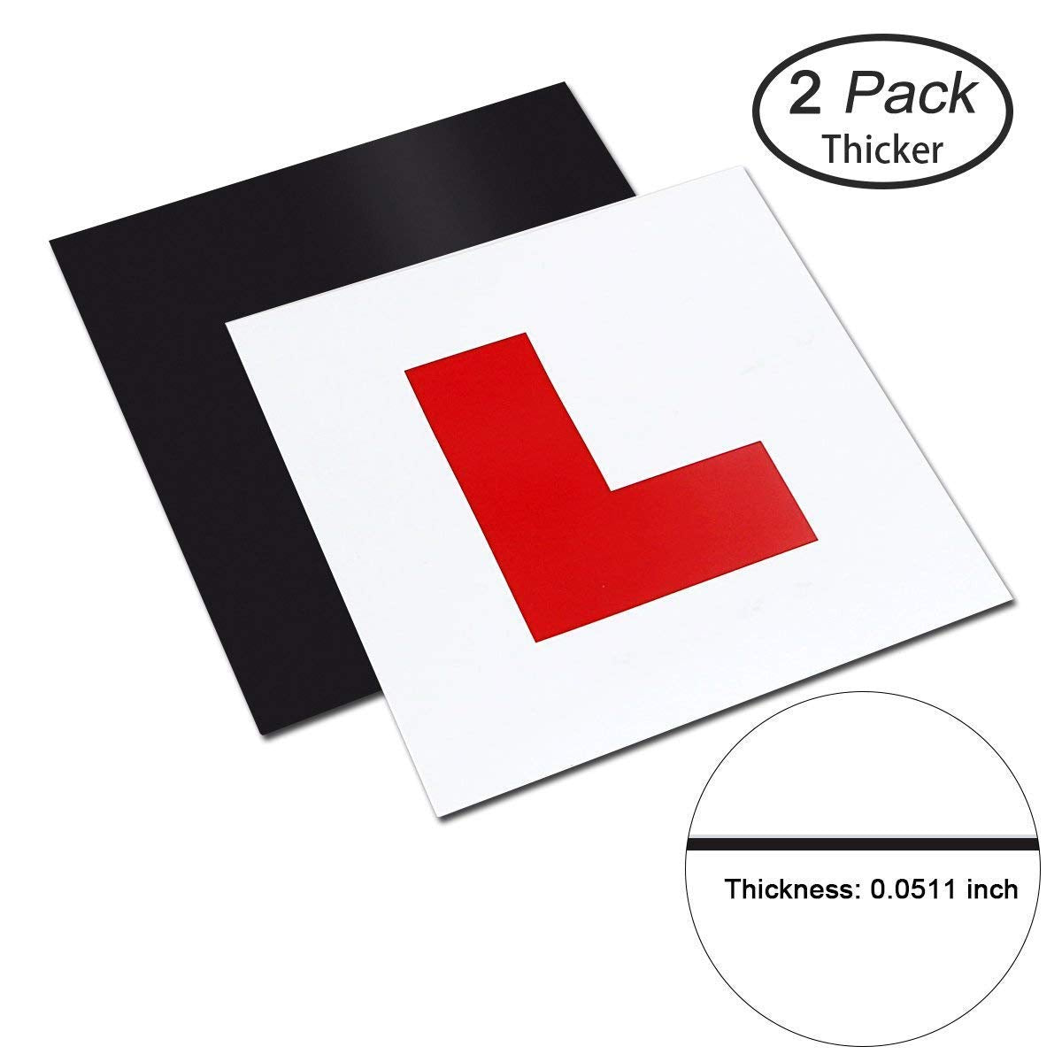 Onarway Fully Magnetic Car L-Plates Red L Plate 2 Pack for Car Magnetic Extra Thick Strong Learner Plates, No Melting No Blow off Easy to Move without Scratching Painting off