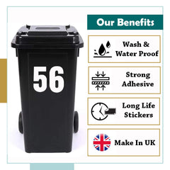 Pack of 3 Plain Dustbin Numbers Stickers Large Number - 8 (17 cm) Bin Numbers for Wheelie Bins Large Bin Numbers Packwith®