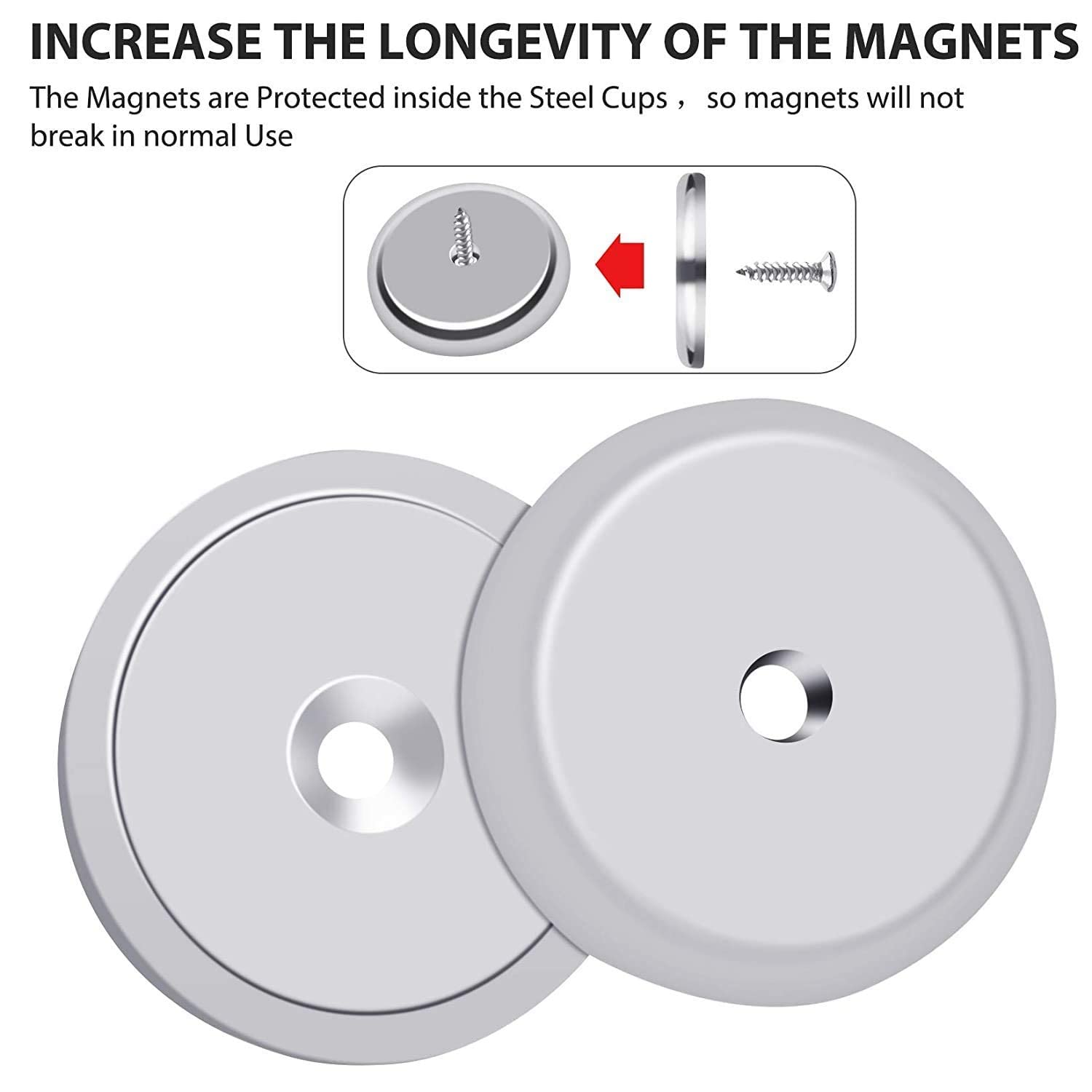 FINDMAG 10 Pack Magnets, 32 x 5 mm 90 LB Pull Force Strong Magnet, Neodymium Magnets, Magnets Strong, Round Countersunk Hole Rare Earth Magnets for Whiteboards, Refrigerator, Kitchen, Workplace, Wall