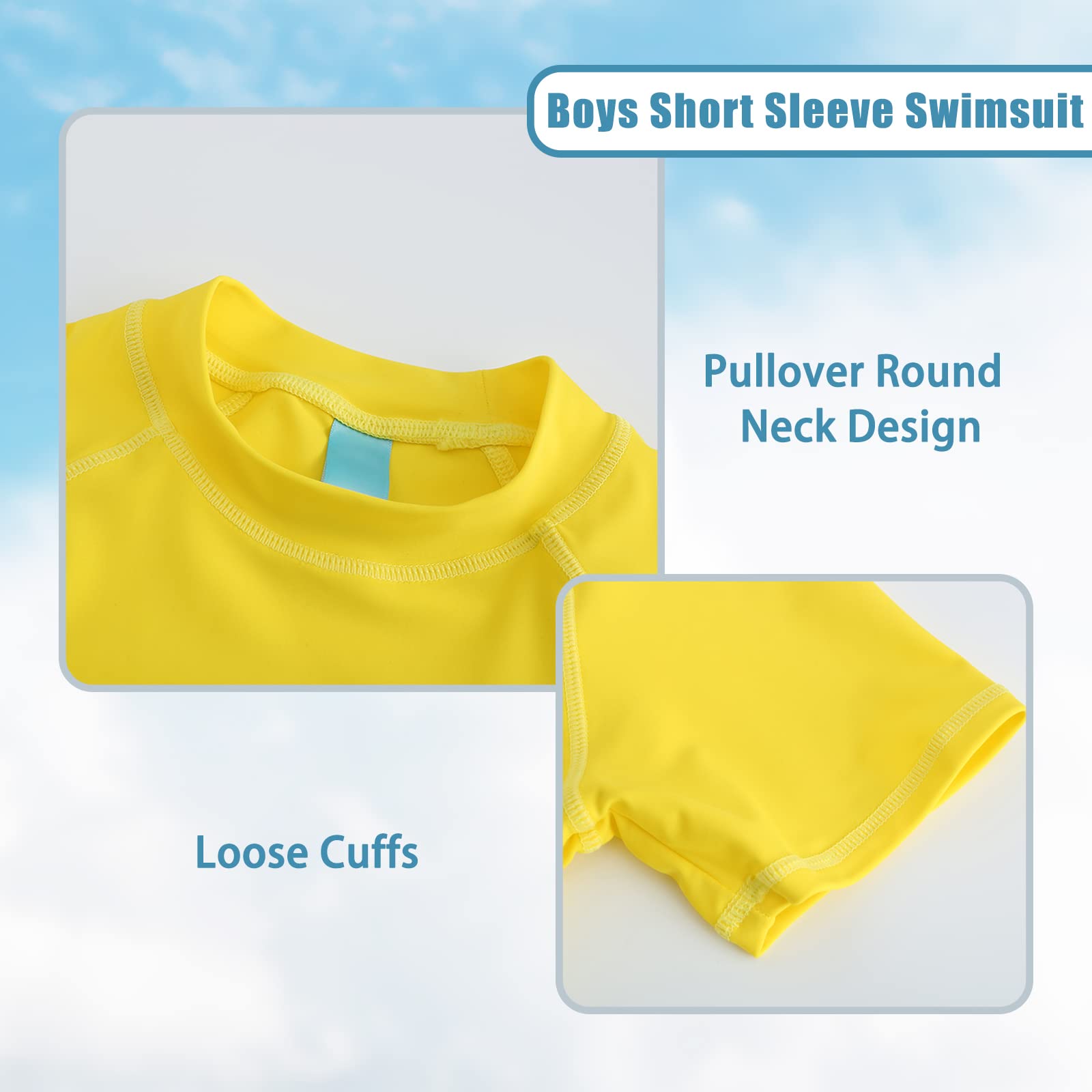 Rash Vest Boys Short Sleeve Swimsuit Boys Swim Top Kids Rash Guard Age 11-12 Years Yellow