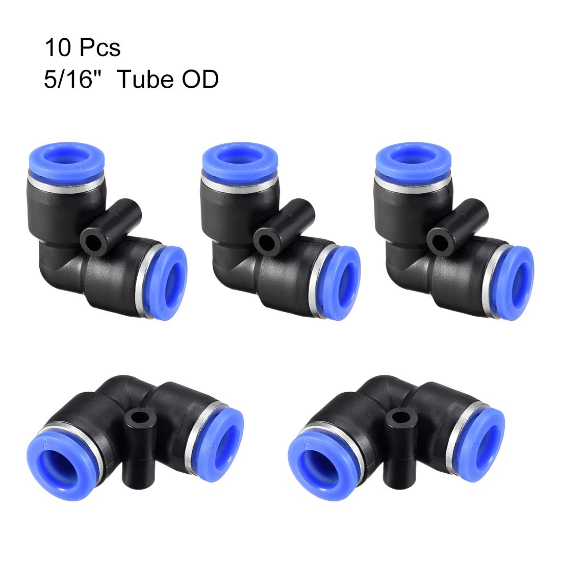 sourcing map Plastic Elbow Push to Connect Tube Fitting 8mm Tube OD Pneumatic Air Push Fit Lock Fitting Blue 10pcs