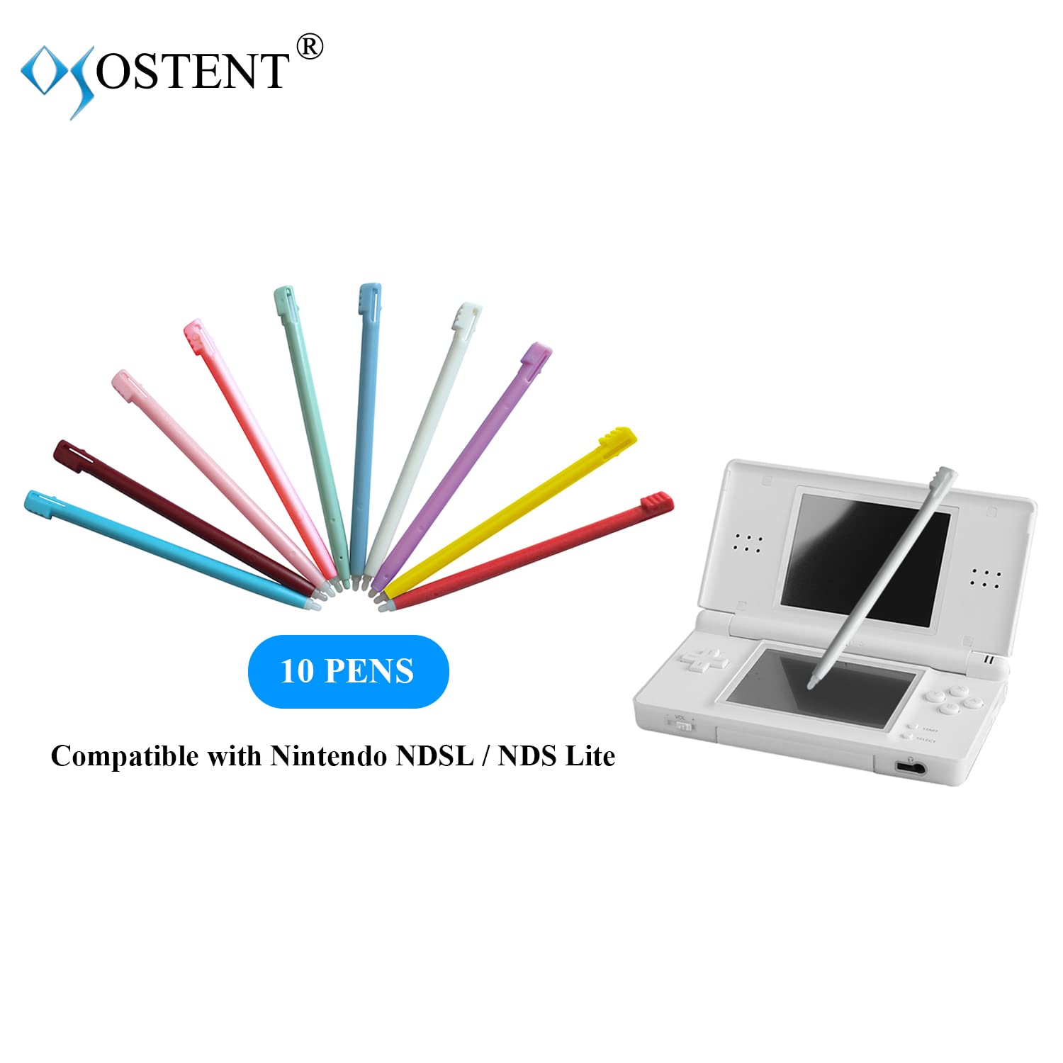 OSTENT Color Touch Stylus Pen Compatible for Nintendo NDSL NDS Lite Pack of 10