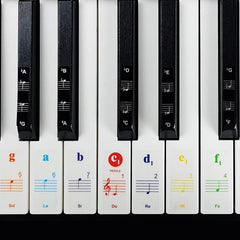 Imelod Keyboard or Piano Stickers for 49/61/76/88 Key,Piano and Keyboard Music Note Full Set Stickers for White and Black Keys, Transparent and Removable,Perfect for Kids and Beginners(Colorful)