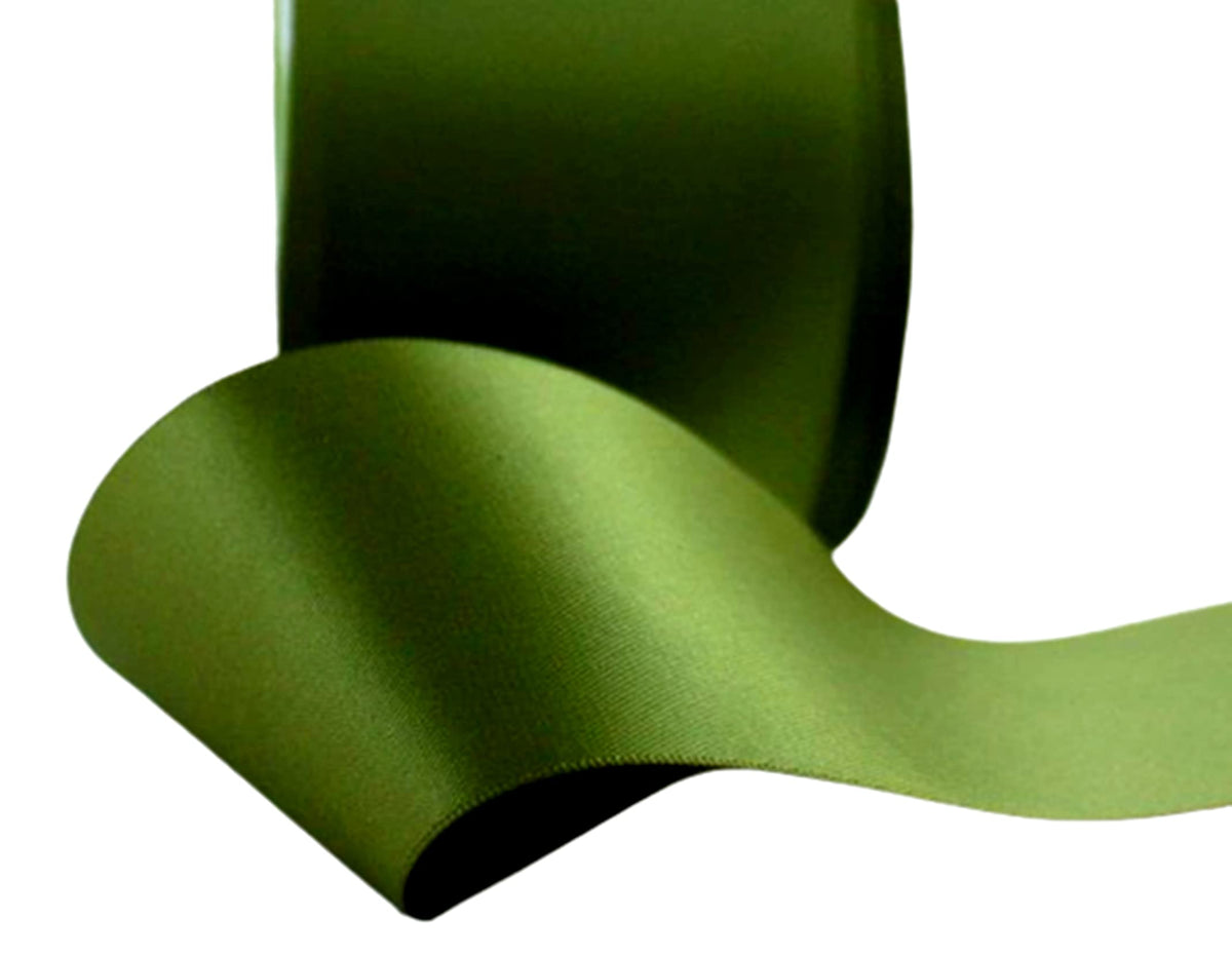 GCS 25 Meters Of Satin Wedding Party Ribbon 15mm In Multiple Colours Pack Rolls (Olive) - Double Sided